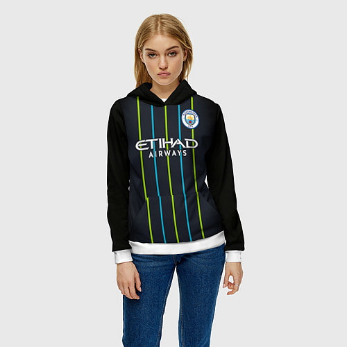 Женская толстовка FC Manchester City: Away 18/19 / 3D-Белый – фото 3