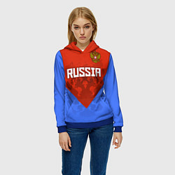 Толстовка-худи женская Russia Red & Blue, цвет: 3D-синий — фото 2