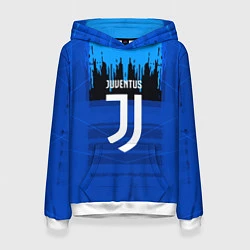 Толстовка-худи женская FC Juventus: Blue Abstract, цвет: 3D-белый