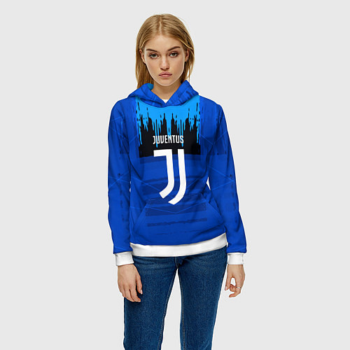 Женская толстовка FC Juventus: Blue Abstract / 3D-Белый – фото 3