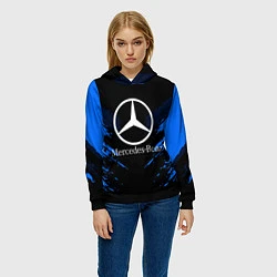 Толстовка-худи женская Mercedes-Benz: Blue Anger, цвет: 3D-черный — фото 2