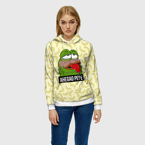 Женская толстовка Ahegao Pepe / 3D-Белый – фото 3