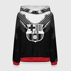 Толстовка-худи женская FC Barcelona: Black Style, цвет: 3D-красный