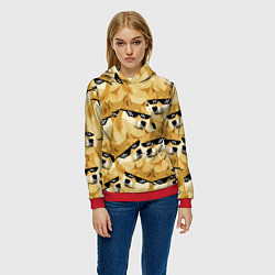 Толстовка-худи женская Doge: Deal with it, цвет: 3D-красный — фото 2