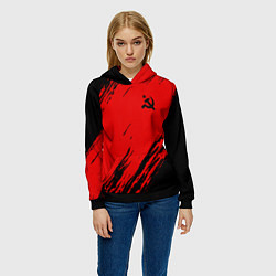 Толстовка-худи женская USSR: Red Patriot, цвет: 3D-черный — фото 2