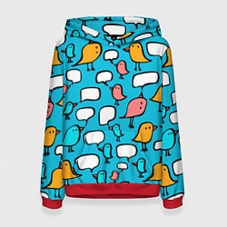 Толстовка-худи женская Говорящие птички, цвет: 3D-красный