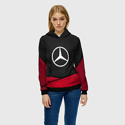 Толстовка-худи женская Mercedes Benz: Grey Carbon, цвет: 3D-черный — фото 2