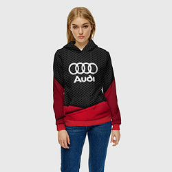 Толстовка-худи женская Audi: Grey Carbon, цвет: 3D-красный — фото 2