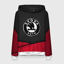 Толстовка-худи женская Skoda: Grey Carbon, цвет: 3D-белый