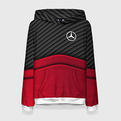 Толстовка-худи женская Mercedes Benz: Red Carbon, цвет: 3D-белый