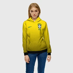 Толстовка-худи женская Brazil Team: WC 2018, цвет: 3D-черный — фото 2