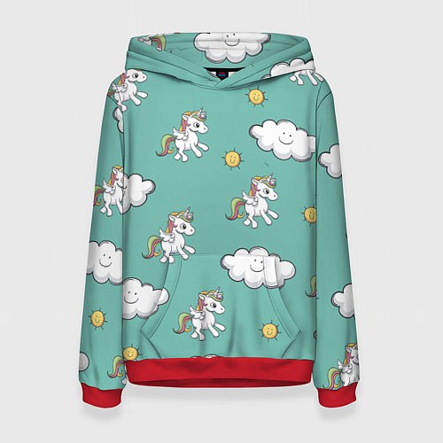 Женская толстовка Love of Unicorns / 3D-Красный – фото 1