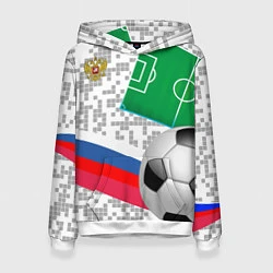 Толстовка-худи женская Русский футбол, цвет: 3D-белый