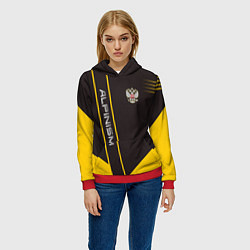 Толстовка-худи женская Alpinism: Yellow Russia, цвет: 3D-красный — фото 2