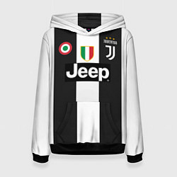 Толстовка-худи женская FC Juventus 18-19, цвет: 3D-черный