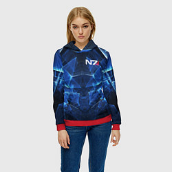 Толстовка-худи женская Mass Effect: Blue Armor N7, цвет: 3D-красный — фото 2