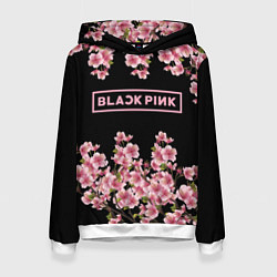 Толстовка-худи женская Black Pink: Delicate Sakura, цвет: 3D-белый