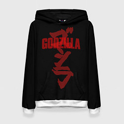 Толстовка-худи женская Godzilla: Hieroglyphs, цвет: 3D-белый