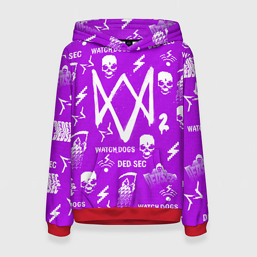 Женская толстовка Watch Dogs 2: Violet Pattern / 3D-Красный – фото 1