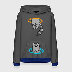 Толстовка-худи женская Кот в Портале, цвет: 3D-синий