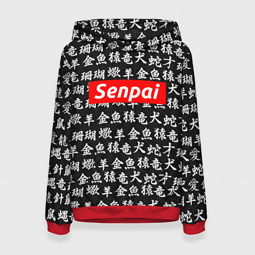 Женская толстовка Senpai Hieroglyphs / 3D-Красный – фото 1