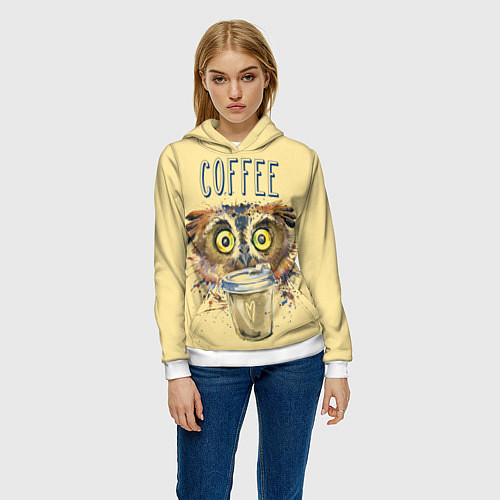 Женская толстовка Owls like coffee / 3D-Белый – фото 3