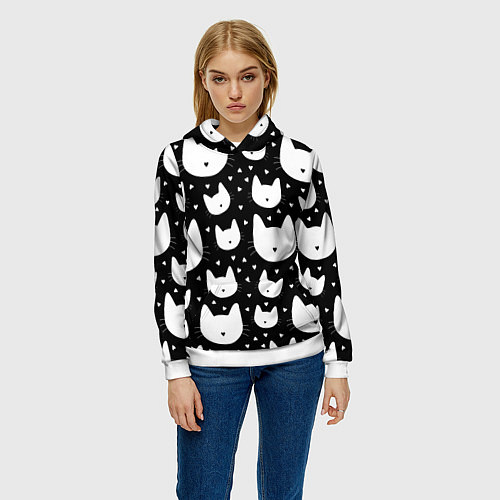 Женская толстовка Love Cats Pattern / 3D-Белый – фото 3