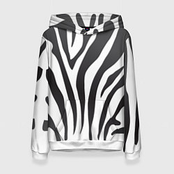 Толстовка-худи женская Африканская зебра, цвет: 3D-белый