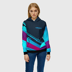 Толстовка-худи женская Cyberpunk 2077, цвет: 3D-черный — фото 2