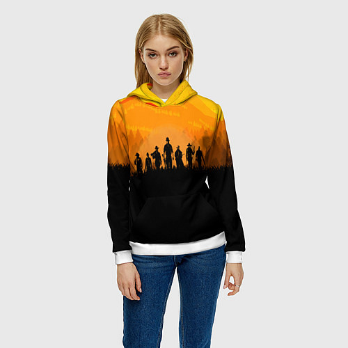 Женская толстовка Red Dead Redemption: Orange Sun / 3D-Белый – фото 3