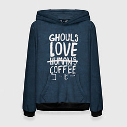 Толстовка-худи женская Ghouls Love Coffee, цвет: 3D-черный