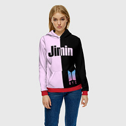 Толстовка-худи женская BTS Jimin, цвет: 3D-красный — фото 2