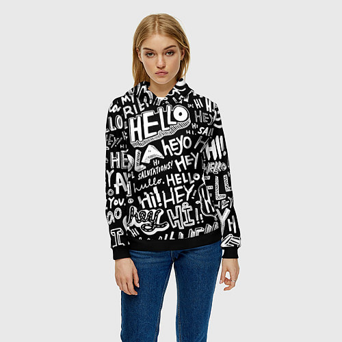 Женская толстовка Hello Pattern / 3D-Черный – фото 3