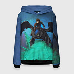 Толстовка-худи женская Как приручить дракона, цвет: 3D-черный