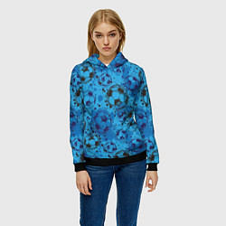 Толстовка-худи женская Футбольные мячи, цвет: 3D-черный — фото 2