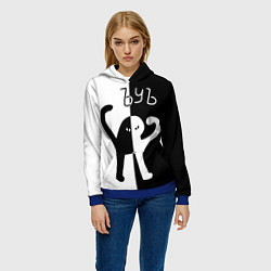 Толстовка-худи женская ЪУЪ СЪУКА: ЧБ, цвет: 3D-синий — фото 2