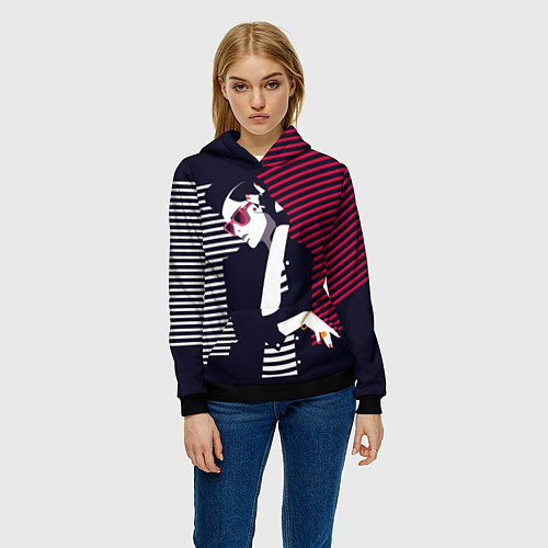 Женская толстовка Стильная женщина - поп арт / 3D-Черный – фото 3