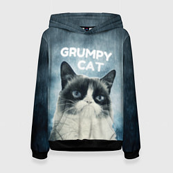 Толстовка-худи женская Grumpy Cat, цвет: 3D-черный
