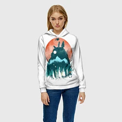 Толстовка-худи женская Лесной Тоторо, цвет: 3D-белый — фото 2