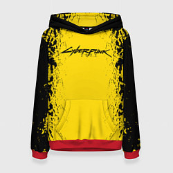 Толстовка-худи женская Cyberpunk 2077 Samurai logo, цвет: 3D-красный