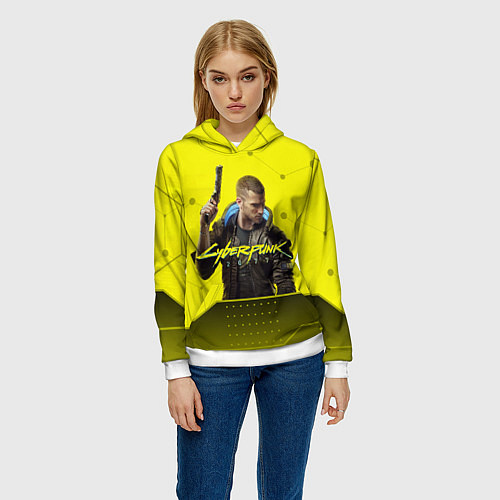 Женская толстовка CYBERPUNK 2077 / 3D-Белый – фото 3