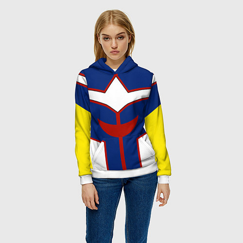 Женская толстовка ALL MIGHT MY HERO ACADEMIA MHA МОЯ ГЕРОЙСКАЯ АКАДЕ / 3D-Белый – фото 3