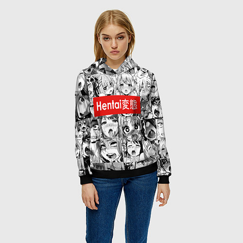 Женская толстовка Hentai - collage / 3D-Черный – фото 3