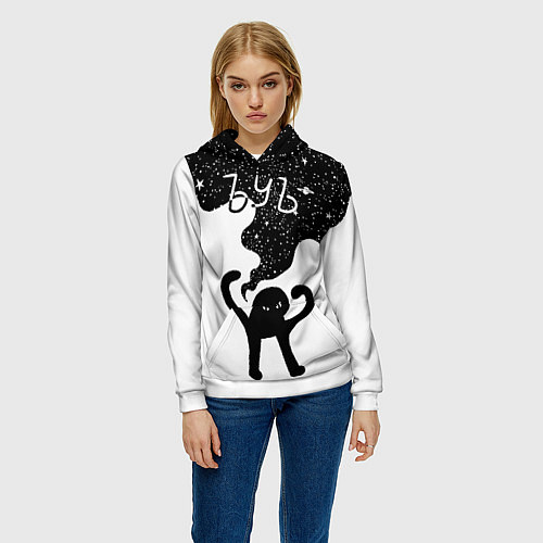 Женская толстовка Ъуъ съука - космос / 3D-Белый – фото 3