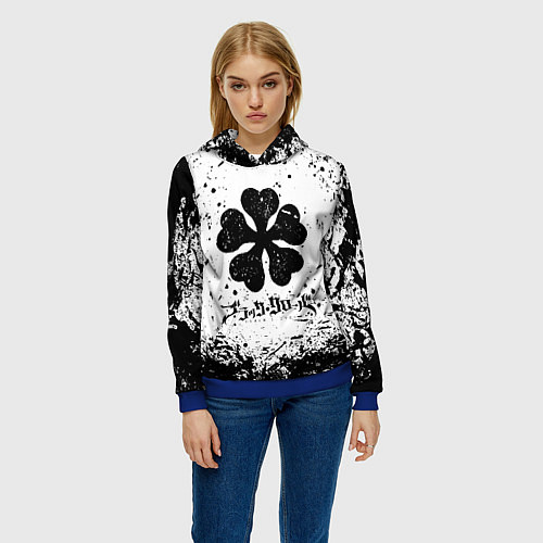 Женская толстовка ЧЁРНЫЙ КЛЕВЕР / 3D-Синий – фото 3