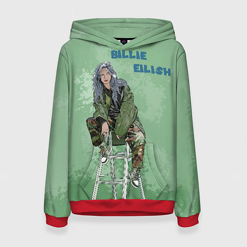 Женская толстовка Billie Eilish: Green Motive / 3D-Красный – фото 1