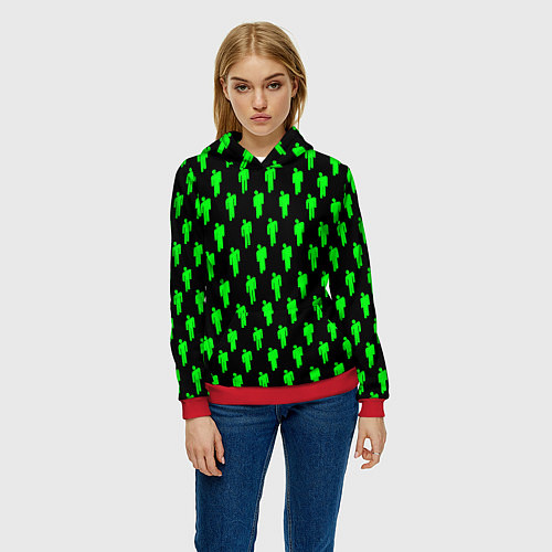 Женская толстовка Billie Eilish: Acid Pattern / 3D-Красный – фото 3