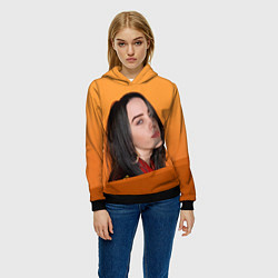 Толстовка-худи женская BILLIE EILISH: Orange Mood, цвет: 3D-черный — фото 2