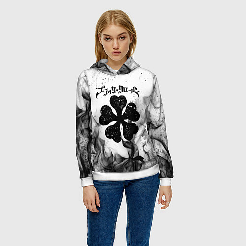 Женская толстовка ЧЁРНЫЙ КЛЕВЕР / 3D-Белый – фото 3