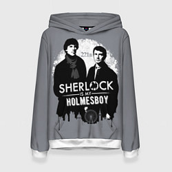 Толстовка-худи женская Sherlock Holmesboy, цвет: 3D-белый